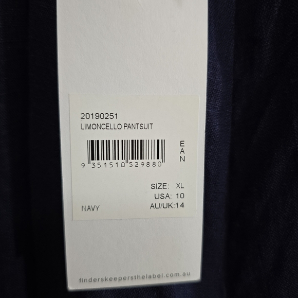 NWT Finders Keepers Limoncello Jumpsuit Navy Cropped Wide Leg Tie Back 10 Linen - Picture 10 of 13